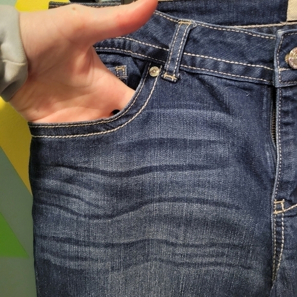 L.e.i Bridget Blue Colored Curvy Bootcut StyleJeans Size Juniors 13 Women 10-12 - Picture 4 of 13